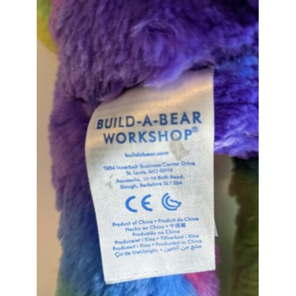 Triceratops Dinosaur Rainbow 16" Build a Bear Workshop BAB Plush Tie Dye Dino - Picture 4 of 8